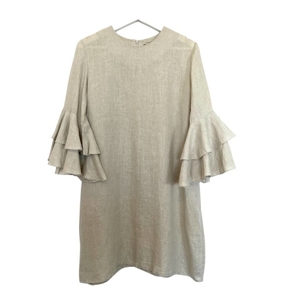 Carla by Rozarancio Ruffled Boho Bell Sleeve Shift Dress Size 8